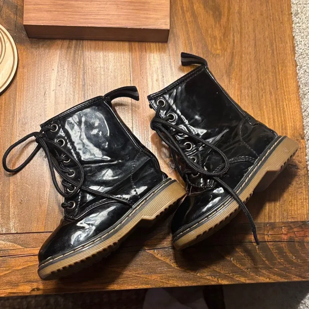 Shiny Black like DOCs Toddler Combat Boots
